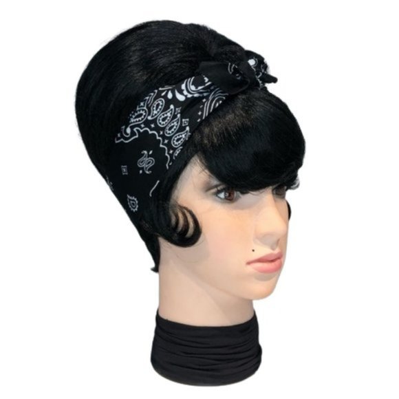 Black Paisley Rockabilly Bandana Tie Headband - Picture 4 of 13